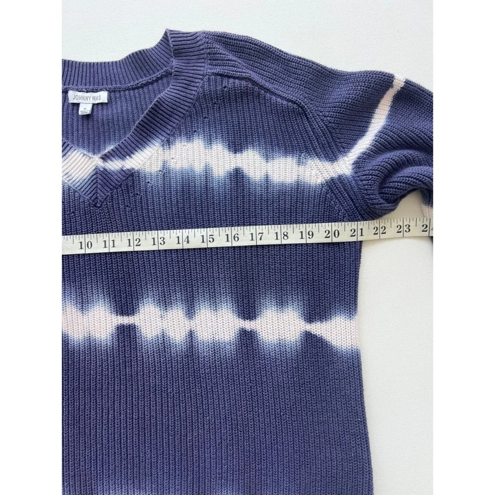 100% Cotton Johnny Was Tie Dye Pullover Knit Sweater Indigo M - Picture 6 of 7